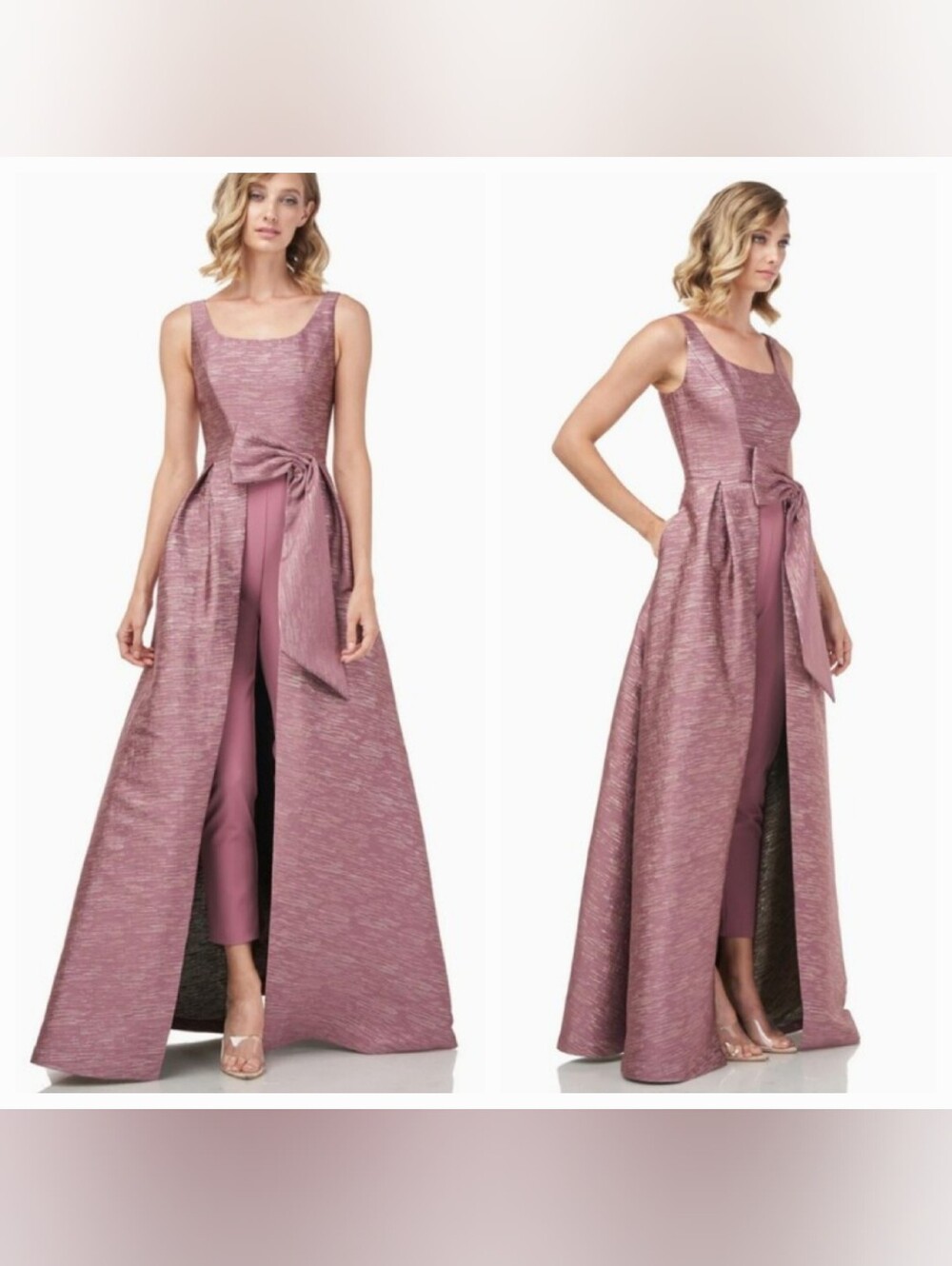 NWT KAY UNGER JUMPSUIT SOPHIE SHANTUNG JAQUARD WALK-THRU SLEEVELESS MOB MOG 12